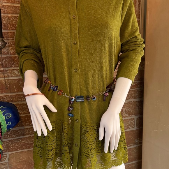 Logo Linens 3/4 Sleeve Cardigan With Crochet Lace - Picture 12 of 13